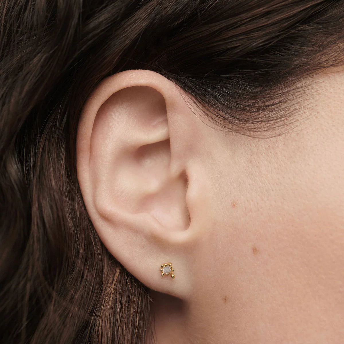 Grey Fleur Single Stud Earring