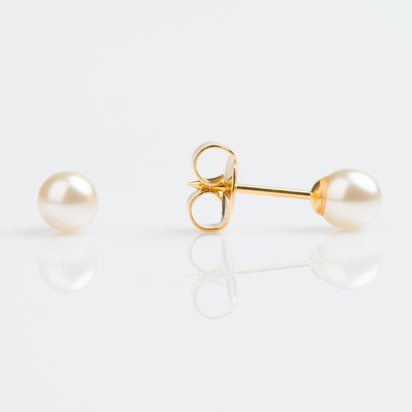 18K Solid Gold 3mm White Pearl