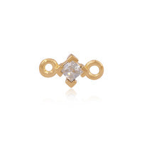 CZ Square Connector - April - 14ct gold vermeil