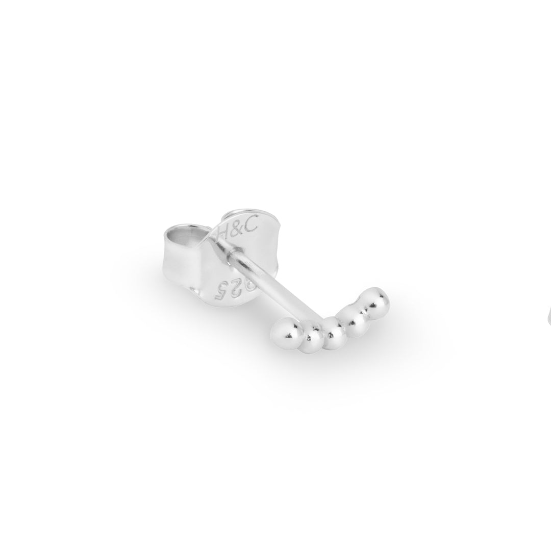Orco white gold beaded crescent single stud earring