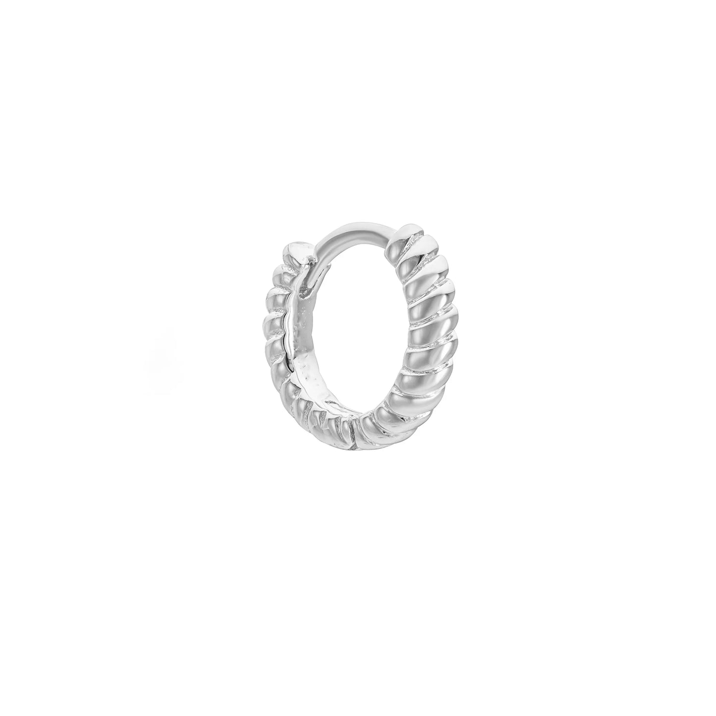 Corda white gold plated huggie hoop earring