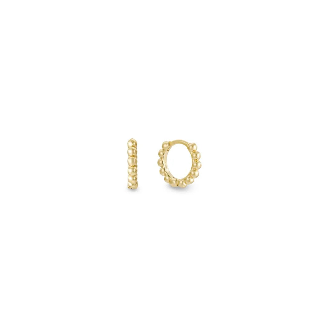 Perla medium gold beaded huggie hoop earring