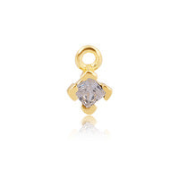 CZ Square Charm - April - 14ct Gold Vermeil