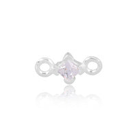 CZ Square Connector - April - Sterling Silver