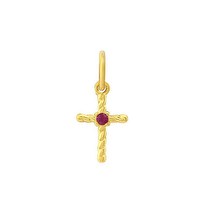 14CT Yellow Gold Ruby-Set Cross Charm