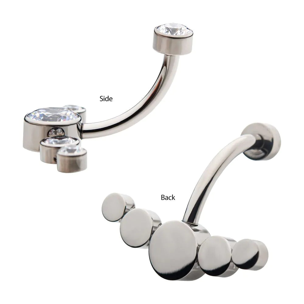 Titanium 5 Jewel Bezel Set Cluster Fixed Navel
