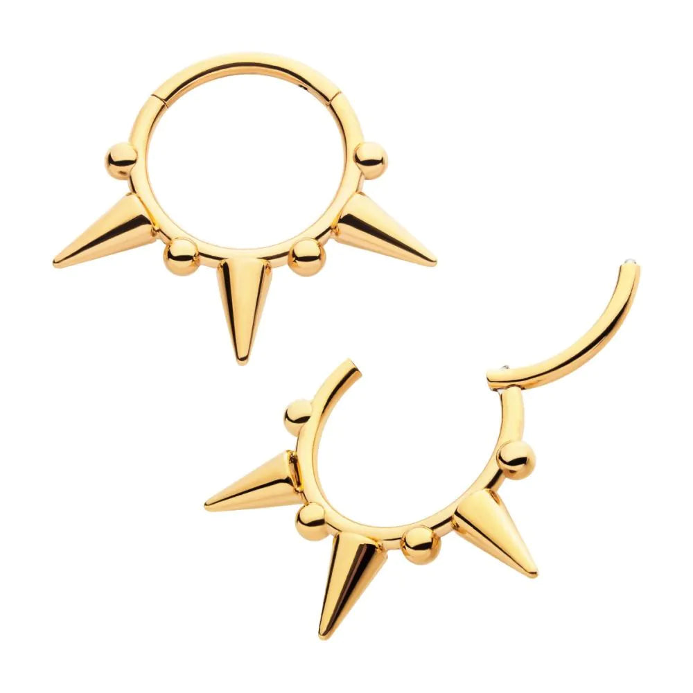 24Kt Gold Spike Front Facing Hinged Segment Clicker