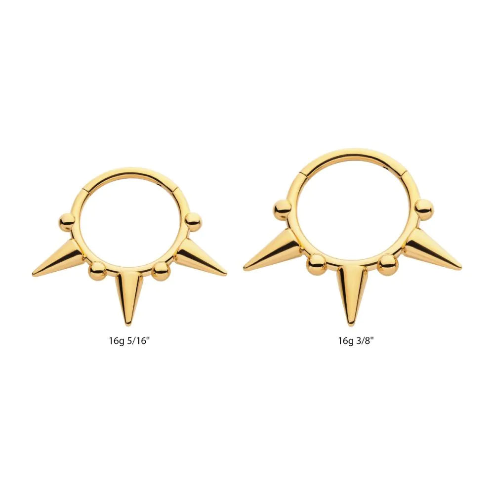 24Kt Gold Spike Front Facing Hinged Segment Clicker