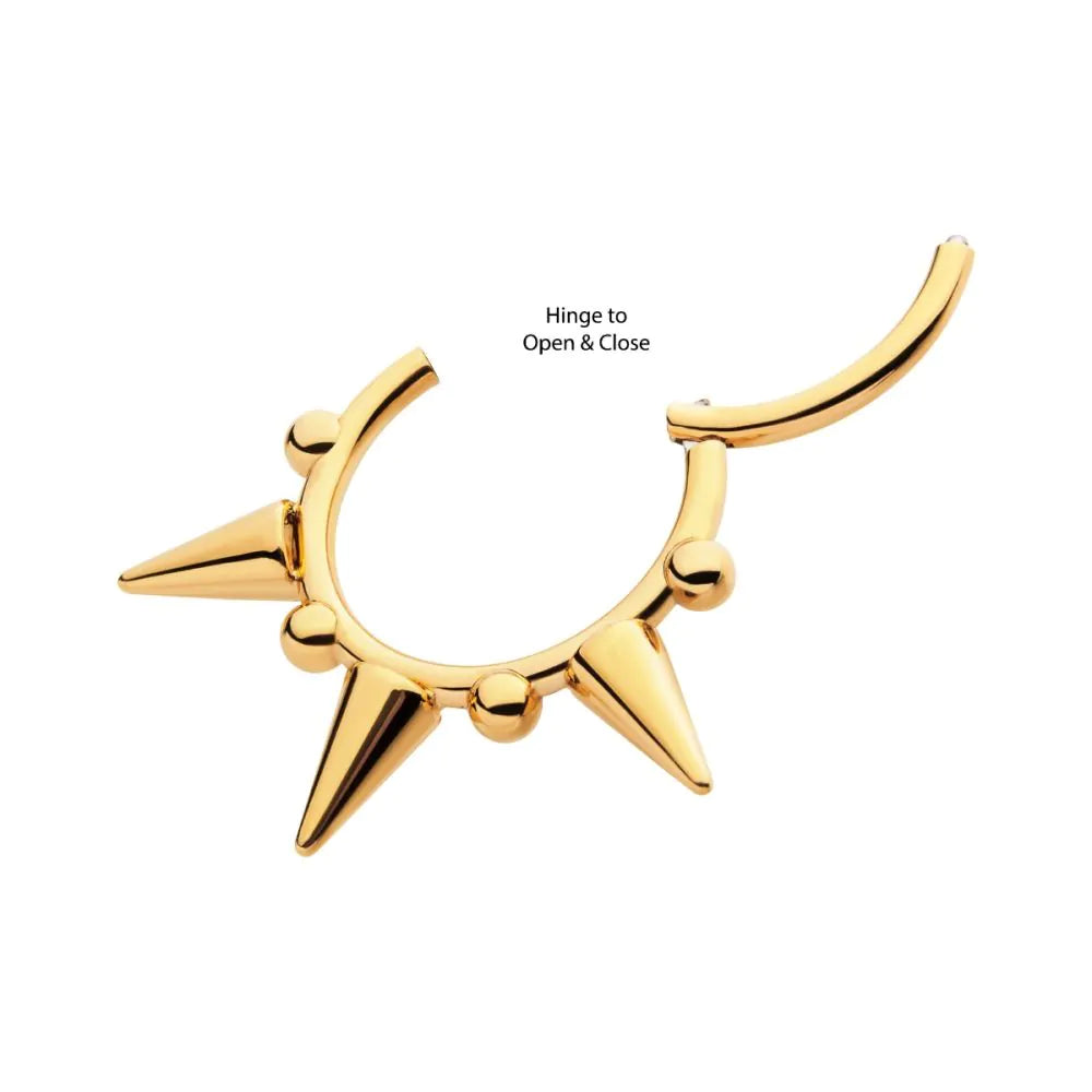 24Kt Gold Spike Front Facing Hinged Segment Clicker