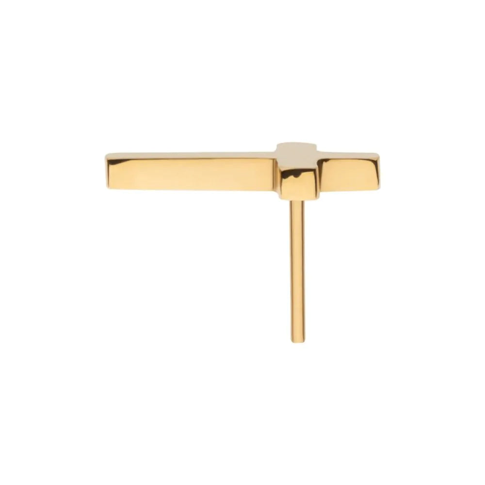 24KT Gold PVD Titanium Threadless with Cross Top