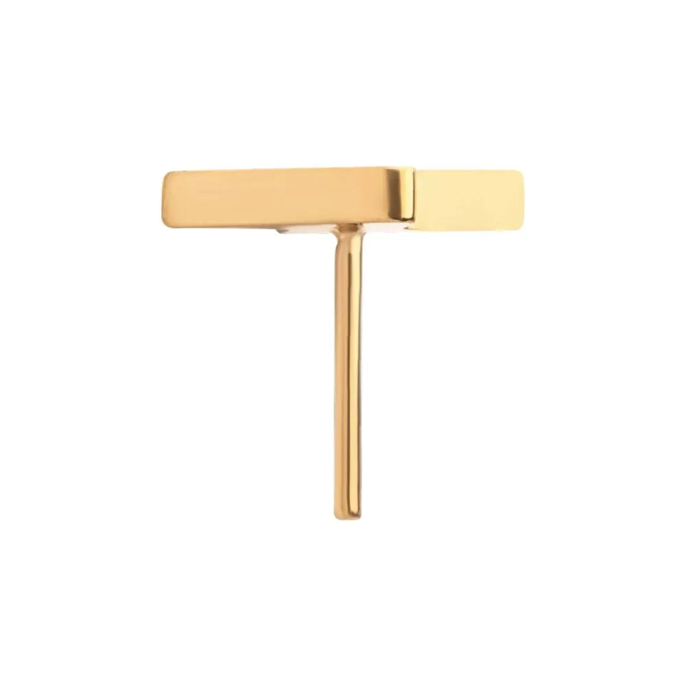 24KT Gold PVD Titanium Threadless with Short Lightning Bolt Top