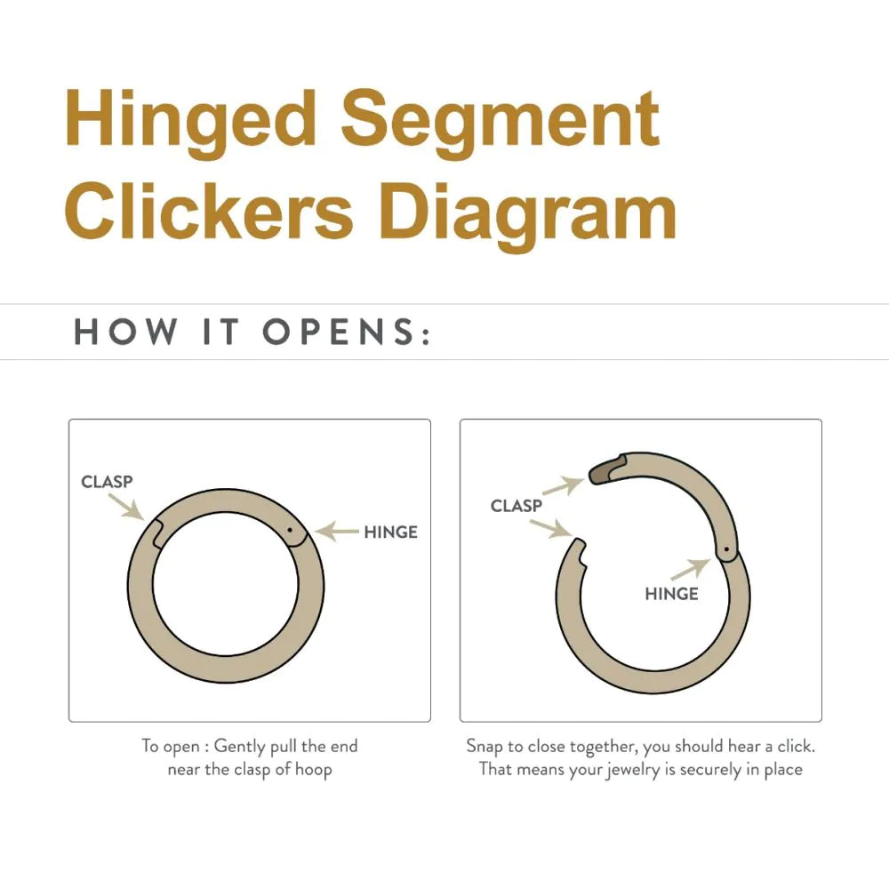 24Kt Gold PVD Titanium Triple Hoop with 1mm CNC Set Round Gem in 2 Alternate Hoops Side Facing Hinged Segment Clicker