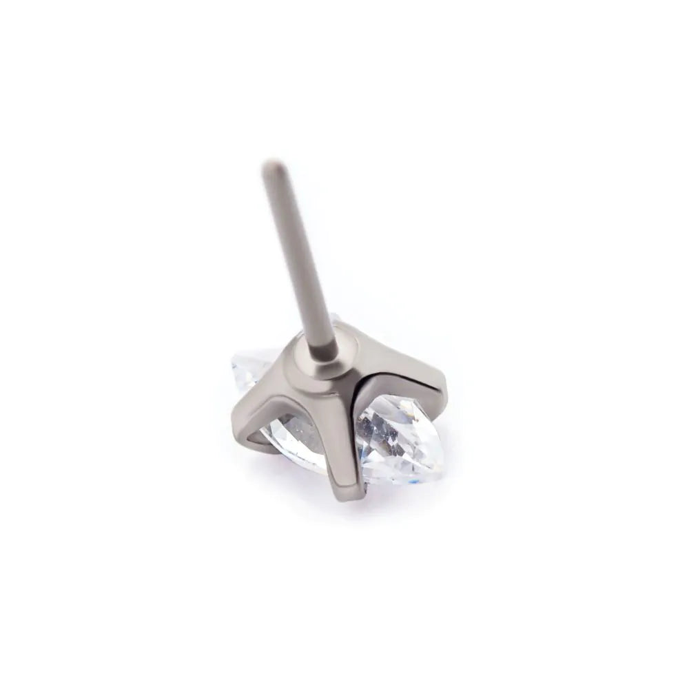 Titanium Threadless with Prong Set Marquise Clear AAA CZ Top