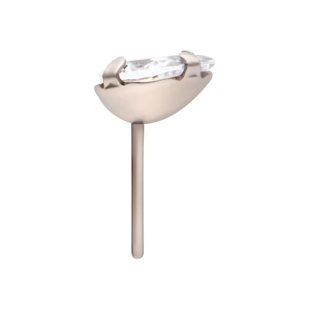Titanium Threadless with 4-Prong Set CZ Pear-Shaped Top