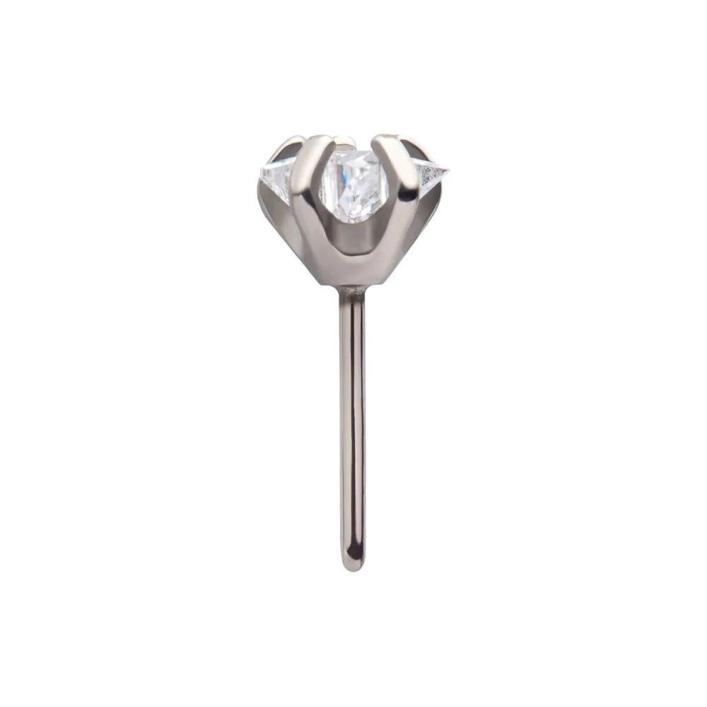 Titanium Threadless with Prong Set CZ Star Shape Top