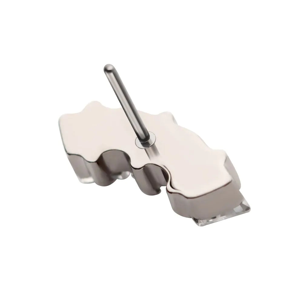 Titanium Threadless Prong Set Trapezoid CZ 3-Cluster Top