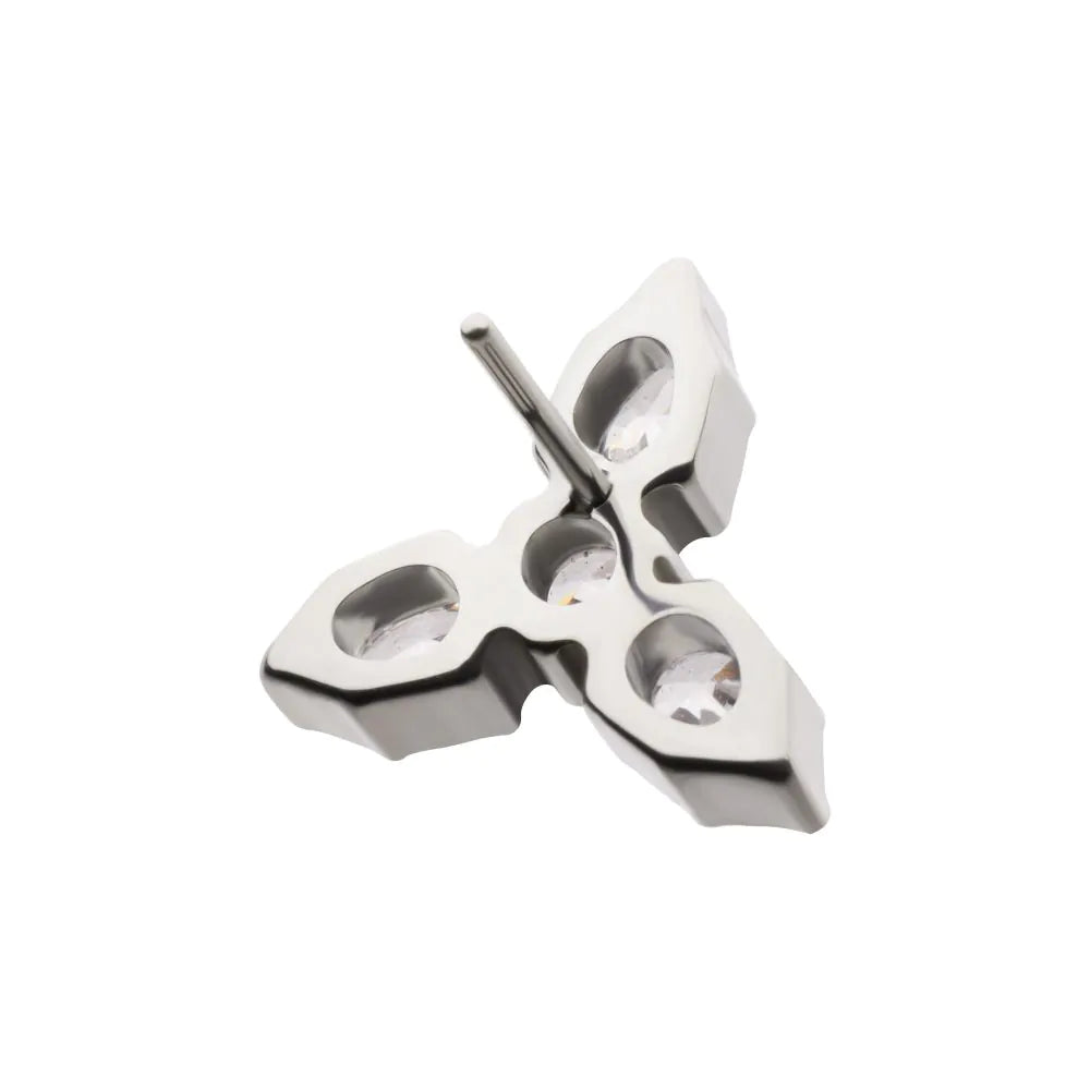 Titanium Threadless Teardrop Gem Trinity Top