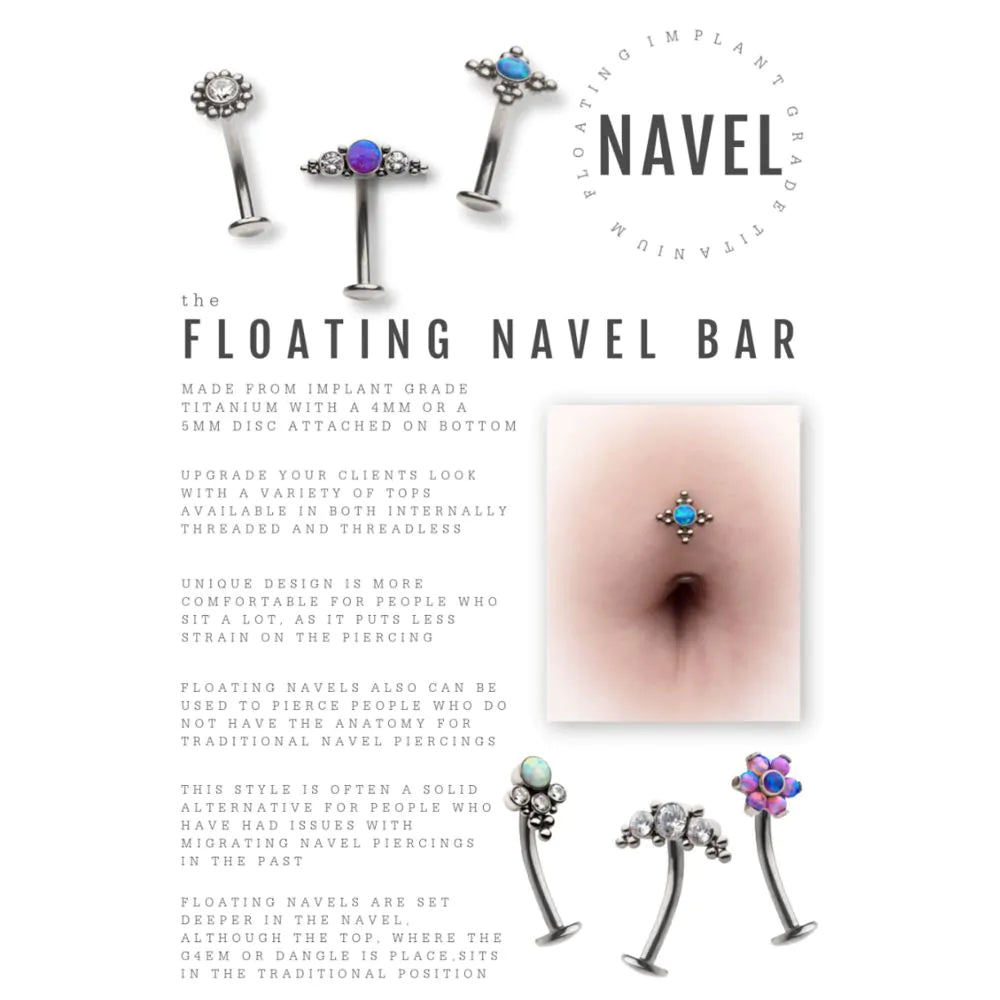Titanium Threadless with Fixed Disk Floating Navel Bar