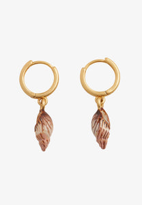 Spiral Shell Worn Gold Huggie Hoops