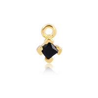 CZ Square Charm - Black - 14ct Gold Vermeil