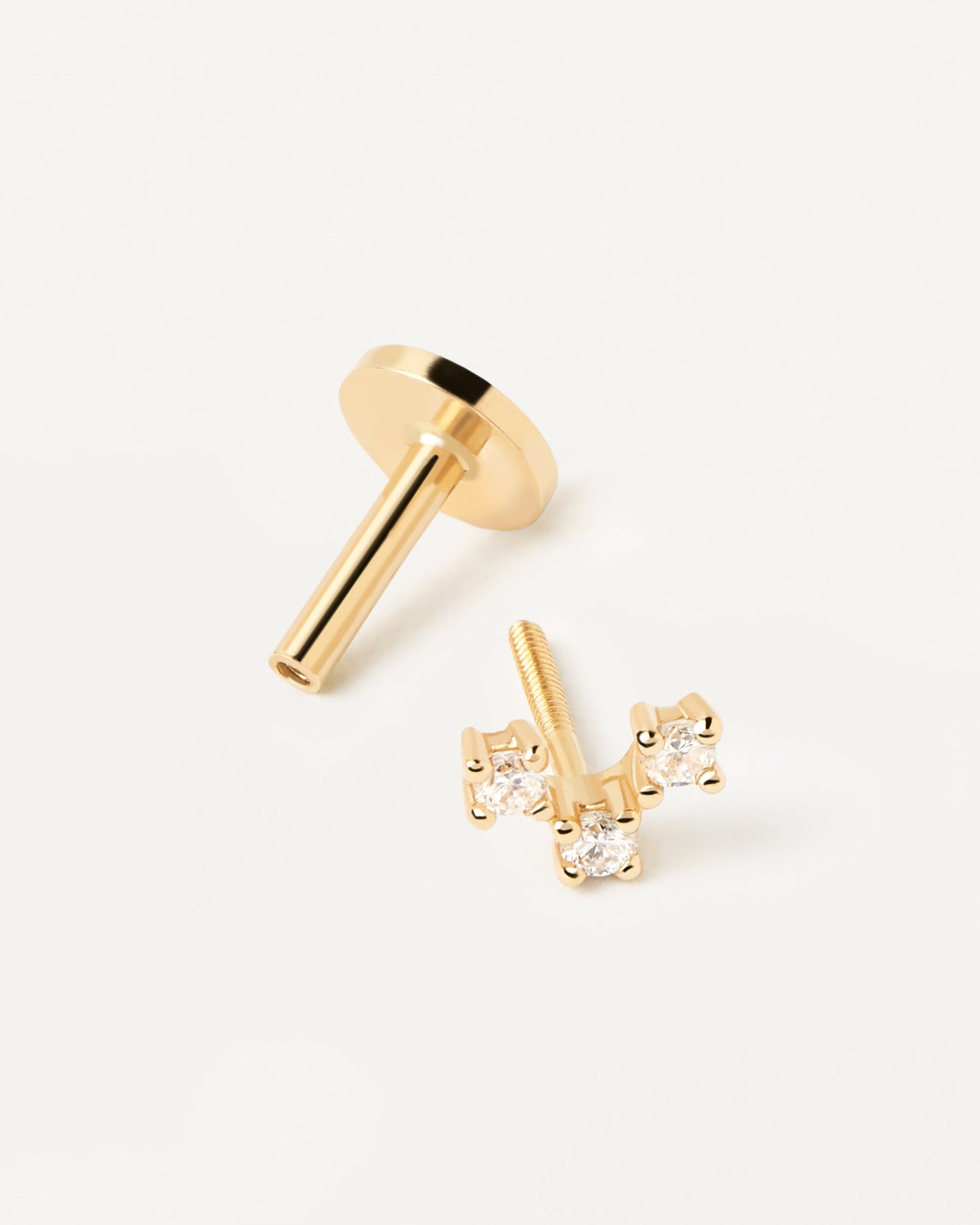 18k Solid Yellow Gold and Diamond Nolita Single Earring
