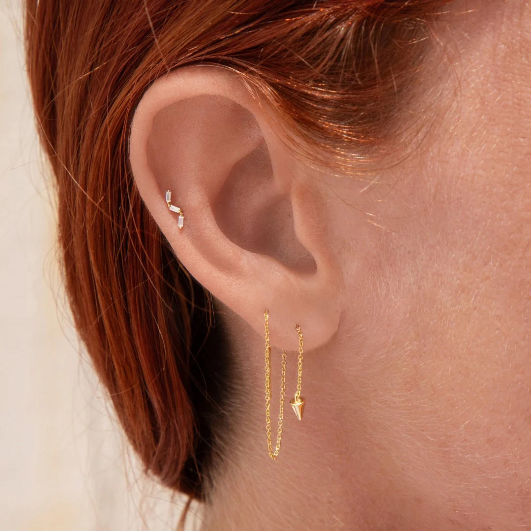 Espiga Yellow Gold Plated Spike Threader Earring