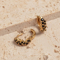 Black Gold Galaxy Huggie Hoops