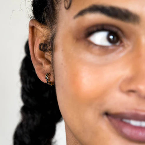 Black Gold Galaxy Huggie Hoops