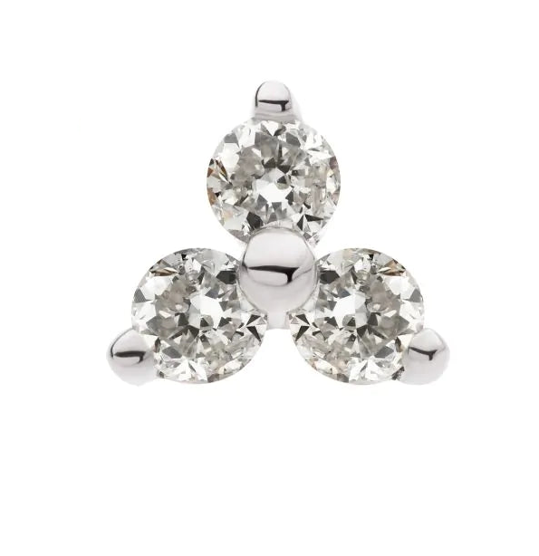 14Kt Gold Threadless 1.5mm Round Gem Trinity Top