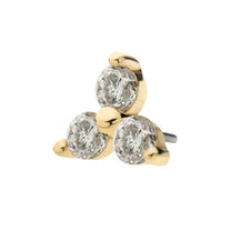 14Kt Gold Threadless 1.5mm Round Gem Trinity Top