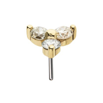 14Kt Gold Threadless 1.5mm Round Gem Trinity Top