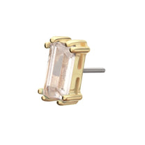 14Kt Gold Threadless 4mm Emerald Cut Gem Top