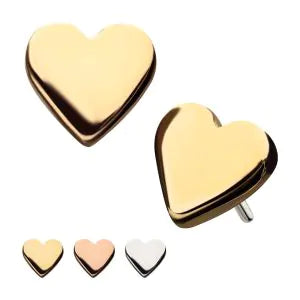 24KT Gold PVD Titanium Threadless with Heart Top