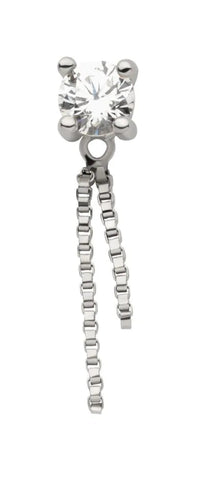 14Kt Gold Threadless Crystal Top Dangle Double Box Chain