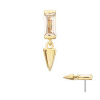 14Kt Gold Threadless Bezel Baguette Gem Top Spike Dangle