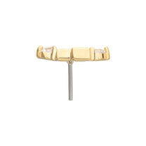 14Kt Gold Threadless 3D Geometric Baguette &amp; Round Gem Top