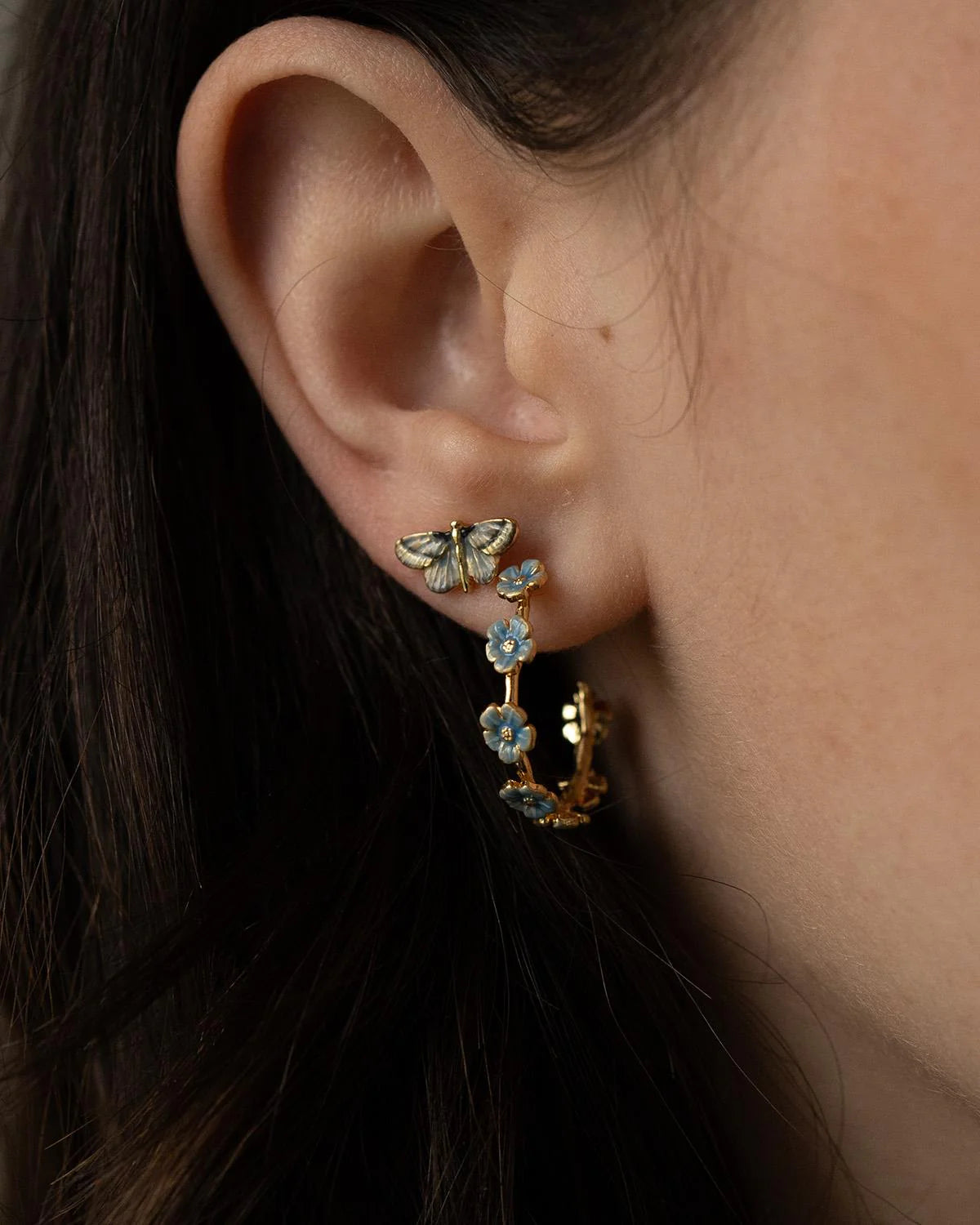 Deco Butterfly Blue Stud Earrings