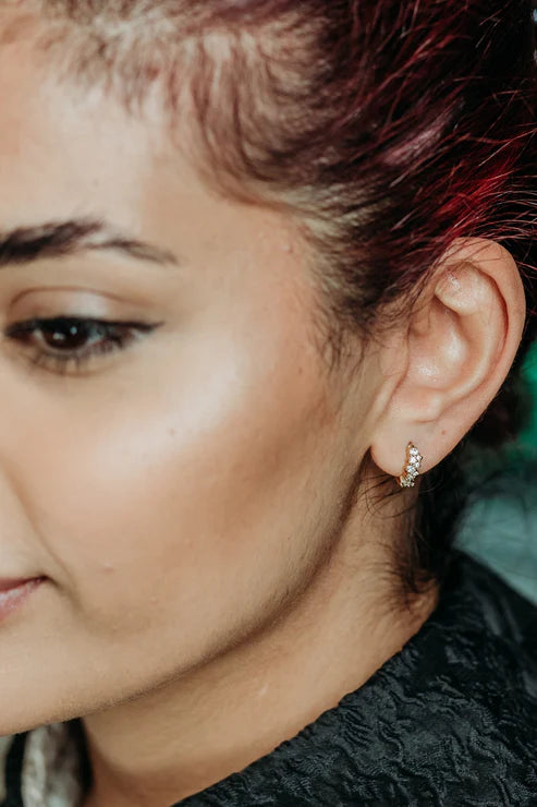 Sparkly Gold Galaxy Huggie Hoops