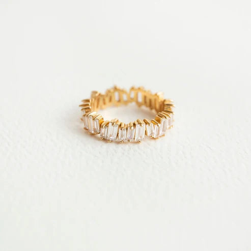 Sparkly Clear Gold Baguette Eternity Ring