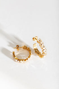 Sparkly Clear Gold Baguette Large Hoops