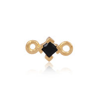 CZ Square Connector - Black - 14ct Gold Vermeil