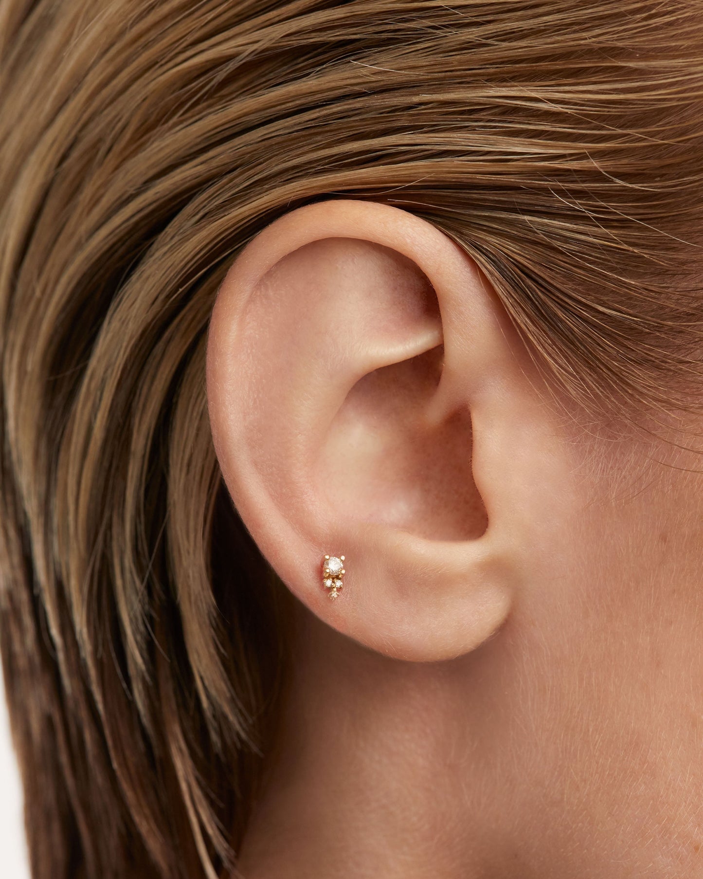 18k Solid Yellow Gold and Diamond Chelsea Single Earring