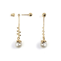 Gold Vermeil Exposed Ivory Pearl Drop Earrings