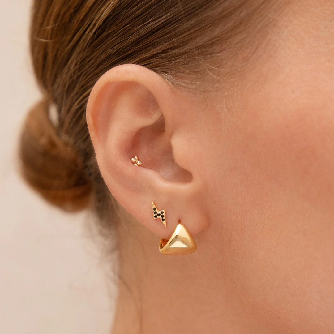 Vela Yellow Gold Plated Chunky Wedge Hoop Earring