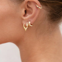 Lazo Yellow Gold Plated Knot Huggie Hoop Earring (PAIR)