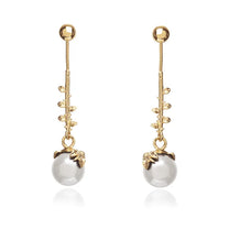 Gold Vermeil Exposed Ivory Pearl Drop Earrings
