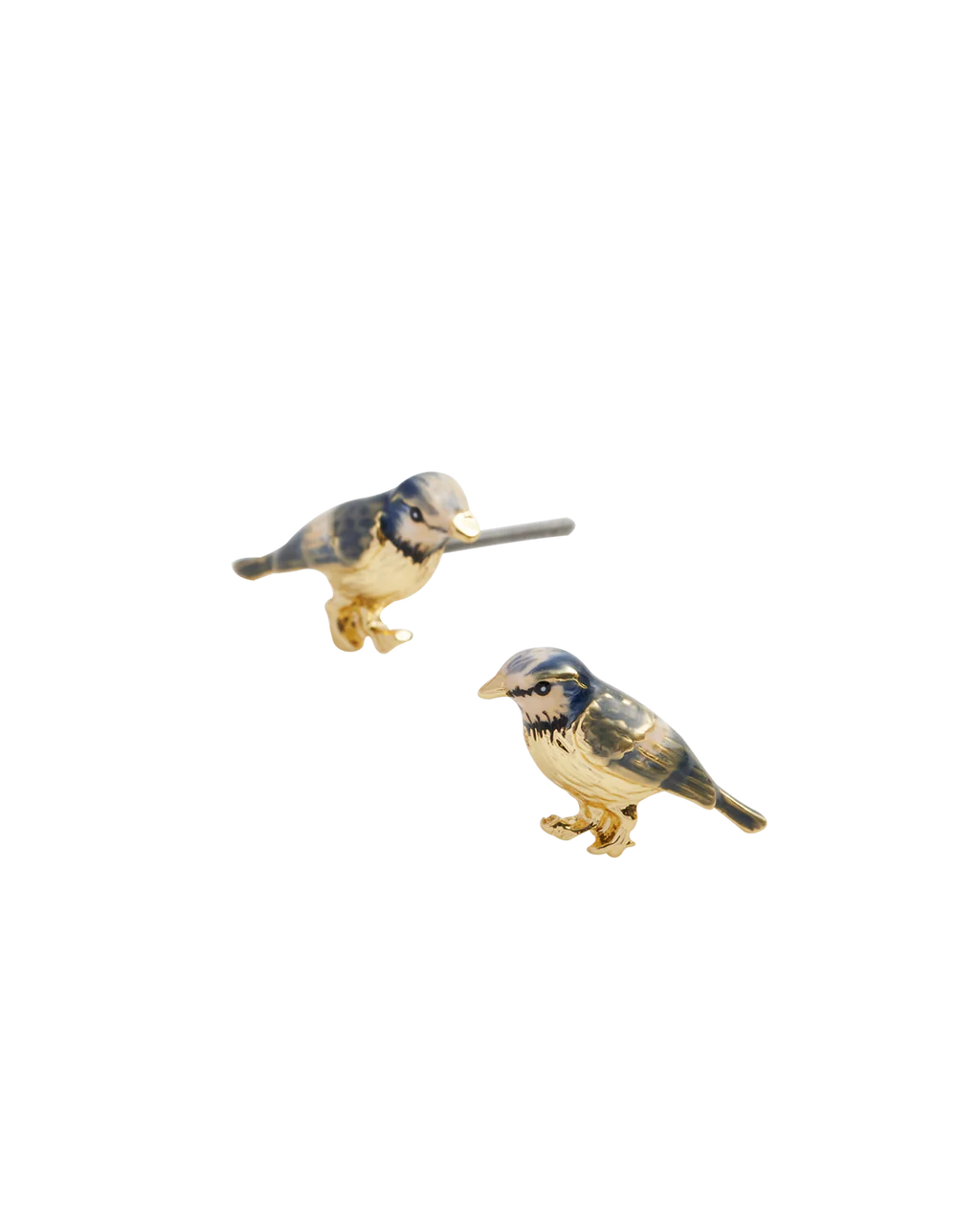 Enamel Blue Tit Stud Earrings