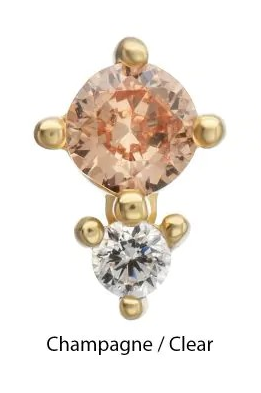 14Kt Yellow Gold Threadless Double Round Prong Set Multi-Gem Top - Champagne