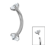 Titanium Double Jewel Curved Micro Bar