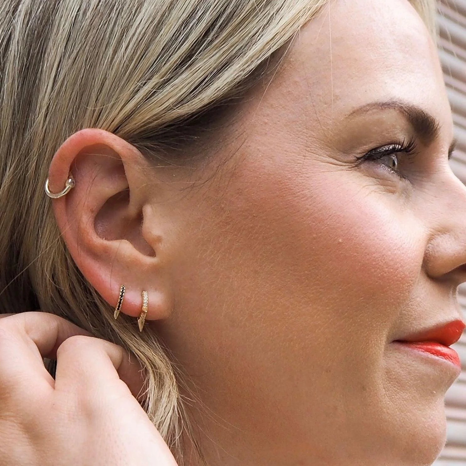 Picchi Gold Plated Spike Huggie Hoop Earring